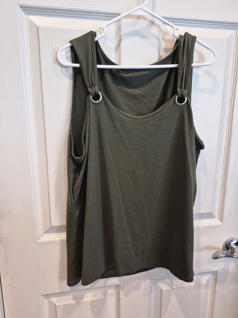 Women’s Olive Green Tank Top with Ring-Detail Straps